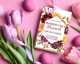Editable Mothers Day Brunch Invitation, Mother's Day Invite, Mobile Mothers Day Invitation Template, Editable Invitation