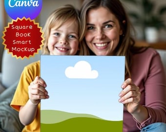 Realistic Square Book or Sign Mockup | Canva Template for KDP A+ Content, Children’s Books, Signage, Social Media Announcement, Author Promo