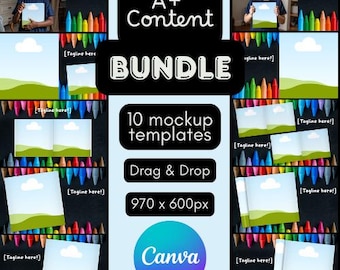 A+ Content Bundle Upload-Ready for KDP | 970x600px Templates for Square Books | 10 Layouts | Crayons Background
