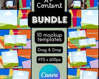 A+ Content Bundle Upload-Ready for KDP | 970x600px Templates for Square Books | 10 Layouts | Colored Papers Background