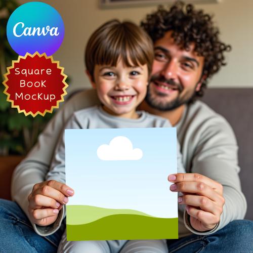 Realistic Square Book or Sign Mockup | Canva Template for KDP A+ Content, Children’s Books, Signage, Social Media Announcement, Author Promo