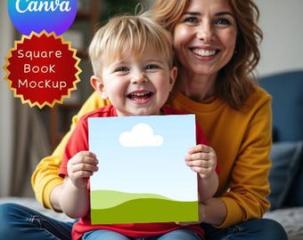 Realistic Square Book or Sign Mockup | Canva Template for KDP A+ Content, Children’s Books, Signage, Social Media Announcement, Author Promo