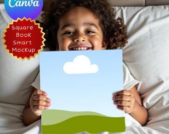 Realistic Square Book or Sign Mockup | Canva Template for KDP A+ Content, Children’s Books, Signage, Social Media Announcement, Author Promo