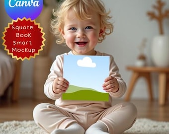 Realistic Square Book or Sign Mockup | Canva Template for KDP A+ Content, Children’s Books, Signage, Social Media Announcement, Author Promo