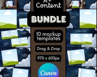 A+ Content Bundle Upload-Ready for KDP | 970x600px Templates for Square Books | 10 Layouts | Dreamy Background