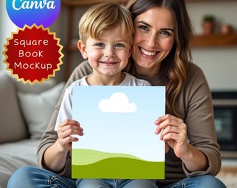 Realistic Square Book or Sign Mockup | Canva Template for KDP A+ Content, Children’s Books, Signage, Social Media Announcement, Author Promo