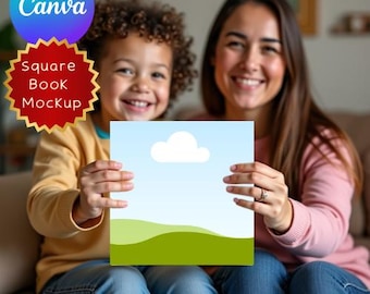 Realistic Square Book or Sign Mockup | Canva Template for KDP A+ Content, Children’s Books, Signage, Social Media Announcement, Author Promo