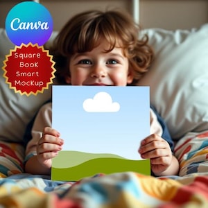 Maqueta de libro o letrero cuadrado realista / Plantilla de Canva para contenido KDP A+, libros infantiles, señalización, anuncios en redes sociales y promociones de autores.