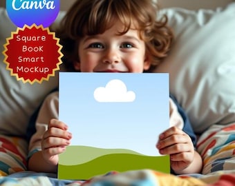 Realistic Square Book or Sign Mockup | Canva Template for KDP A+ Content, Children’s Books, Signage, Social Media Announcement, Author Promo