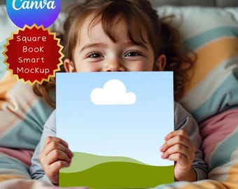 Realistic Square Book or Sign Mockup | Canva Template for KDP A+ Content, Children’s Books, Signage, Social Media Announcement, Author Promo