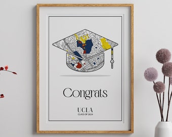 Unique Graduation Gift Idea | Custom University Memory Map Print Decor, Personalized Graduation Map Print | Custom University Memory Gift