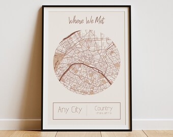 Unique Anniversary Gift Idea - Personalized Where It Began Map Print - First Date Memory Art in Minimalist Style, Wedding Gift, Colorful Map