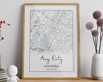 Customized Where We Met Map - Anniversary Gifts, First Date Memory Map - Black & White City Art Gift