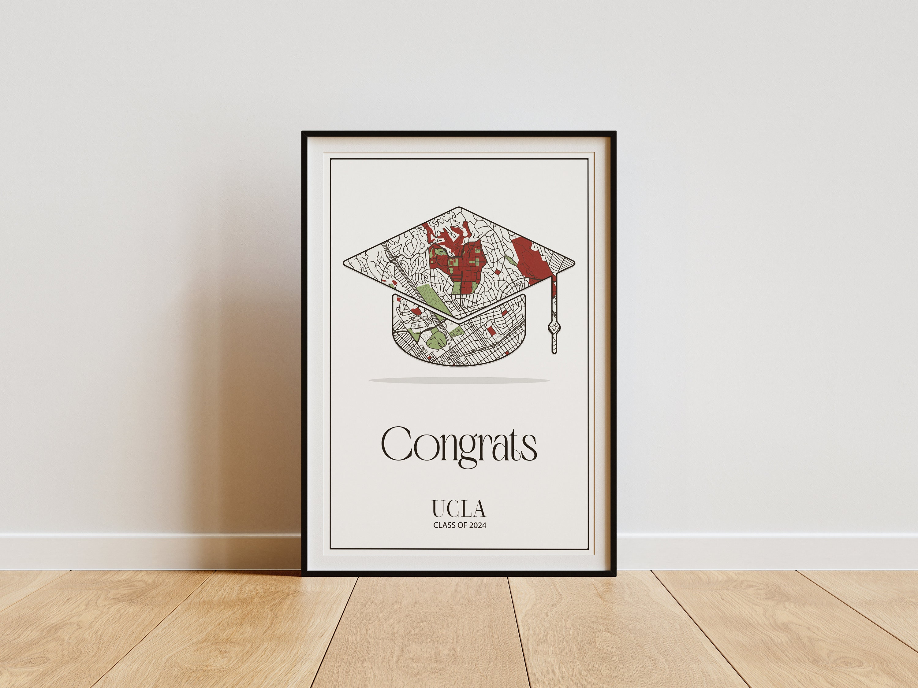 Custom Graduation Map Print, Personalized University Gift, Minimalist ...