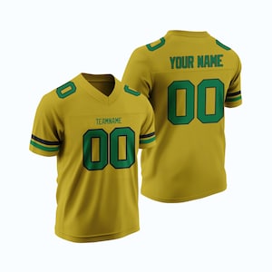 Custom Gold Rugby American Football Jersey Stitched Embroidery Team Name Number Player Name Comfortable Sports Shirt for College Fans