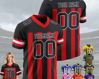Maillot de football imprimé personnalisé, nom et numéro d'équipe personnalisés pour enfant adulte, rayures épaisses, style Instagram