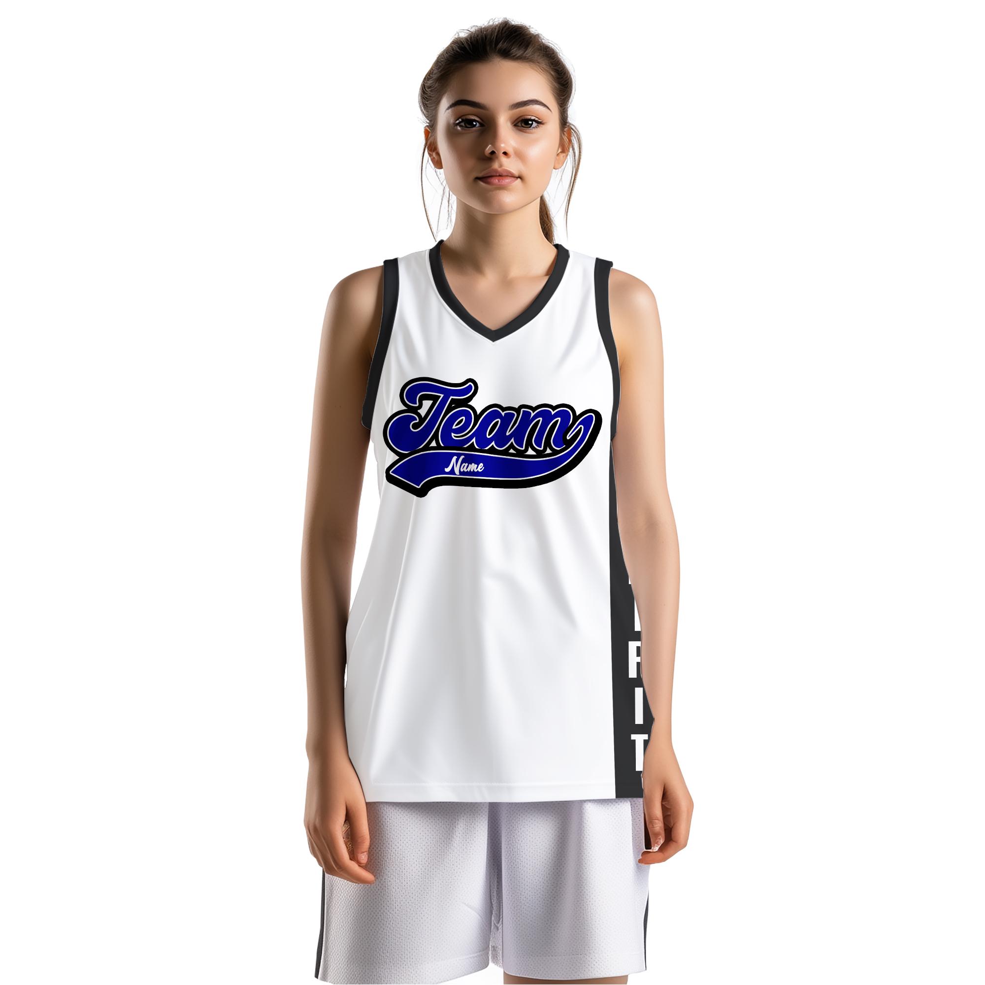 Custom Aqua White Side Stripe Fashion Sports Uniform Basketball Jersey
