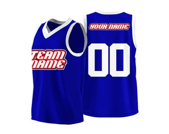 Maglia da basket personalizzata blu - Maglia della squadra personalizzata, nome e numero personalizzati, stampata a caldo, vestibilità comoda