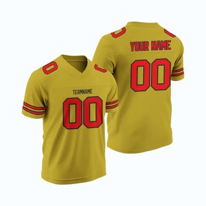 Custom Yellow Rugby/American Football Jersey Personalized Stitched Embroidery Custom Name Number Player Uniform Perfect for Game Day Teams