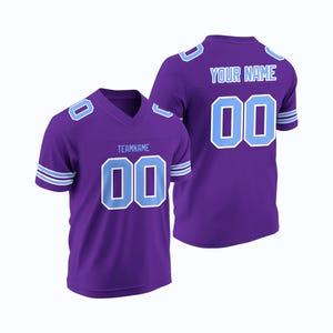 Custom Purple Rugby/American Football Jersey Personalized Stitched Embroidery Add Team Name Number High School College Sports Uniform Gear