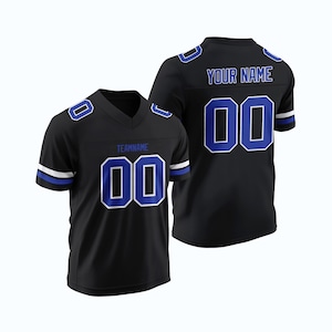 Custom Black Rugby American Football Jersey Stitched Embroidery Add Team Name Number Player Name Durable Shirt for All Team Sizes