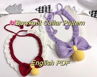 Crochet Bowknot Pet Collar Pattern (PDF)