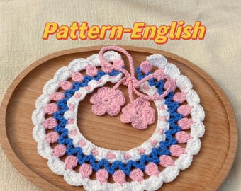Pink Tulip Crochet Pet Collar Pattern (English PDF)