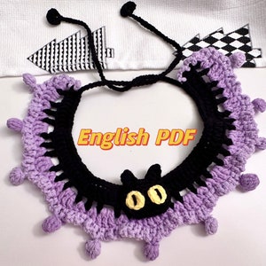 English PDF Pattern, Crochet Pattern, Evil Cat Crochet Collar, Pet Collar, Cat Collar, Pet Accessories, Halloween Collar,Halloween Accessory