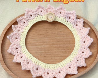 Pink Flower Crochet Pet Collar Pattern, English PDF