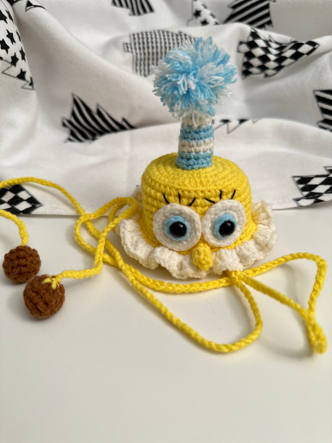 English PDF, Crochet Spongebob Birthday Hat Pattern, Spongebob Hat, Birthday Hat, Crochet ...