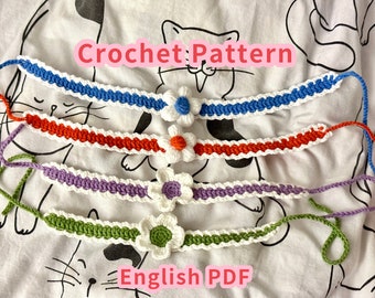 Flower Pet Crochet Cat Collar Pattern, English (PDF Pattern)