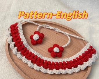 Wheat Crochet Pet Collar Pattern, English (PDF Pattern)