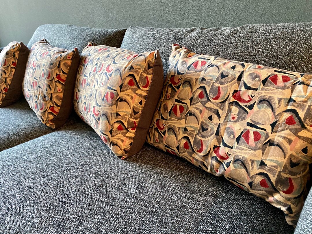 Vintage 1950's MCM Down Filled Pillows Imported Japanese Silk Charmeuse ...