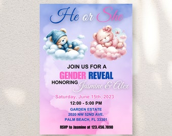 He or She Gender Reveal Invitation