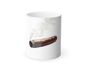 Mug changeant de couleur avec motif cigare, cadeau unique pour fumeurs, tasse à café personnalisée, décoration de bar amusante, parfaite pour les anniversaires, les pères