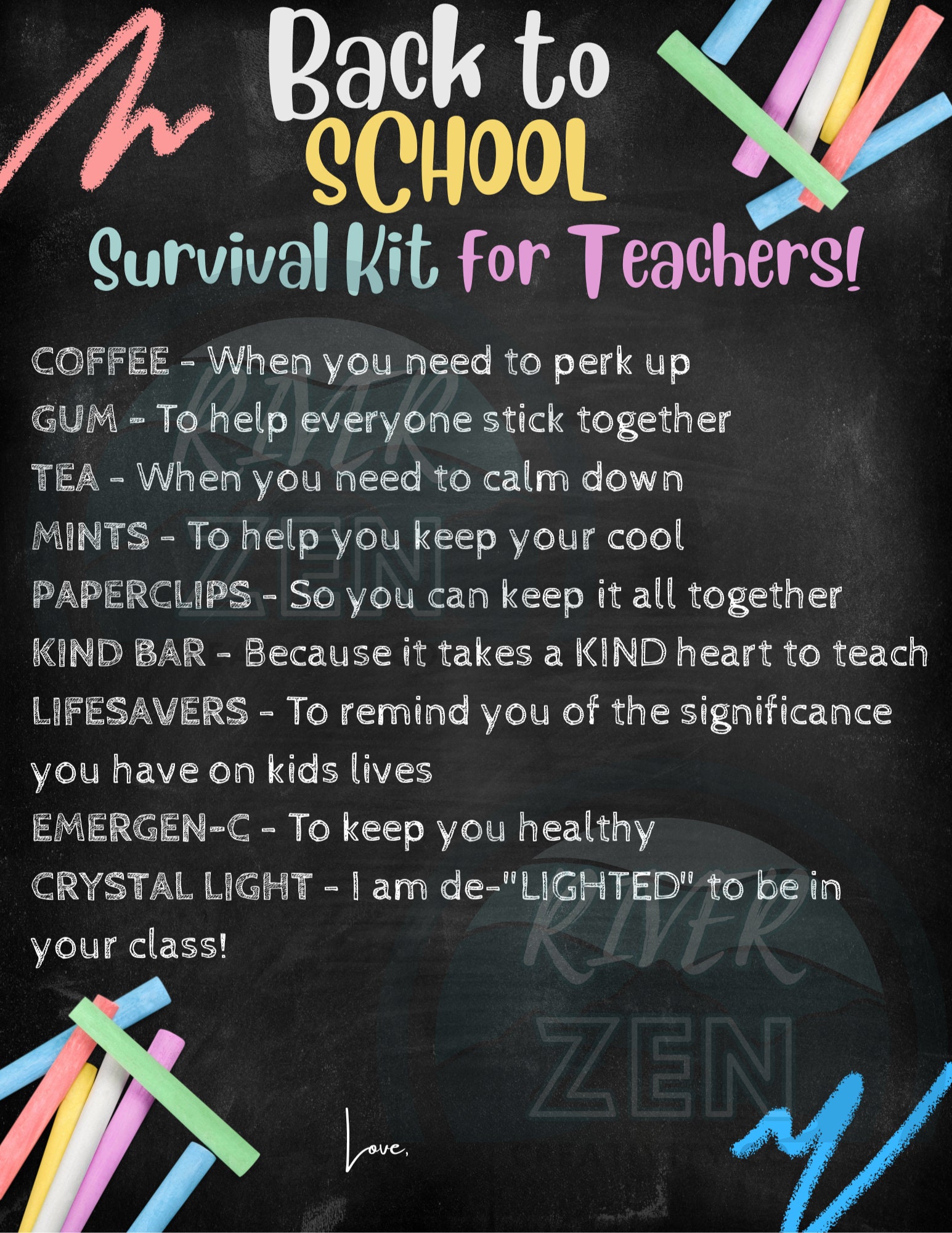 Back to School Printables: Student and Teacher Survival Kit - Etsy