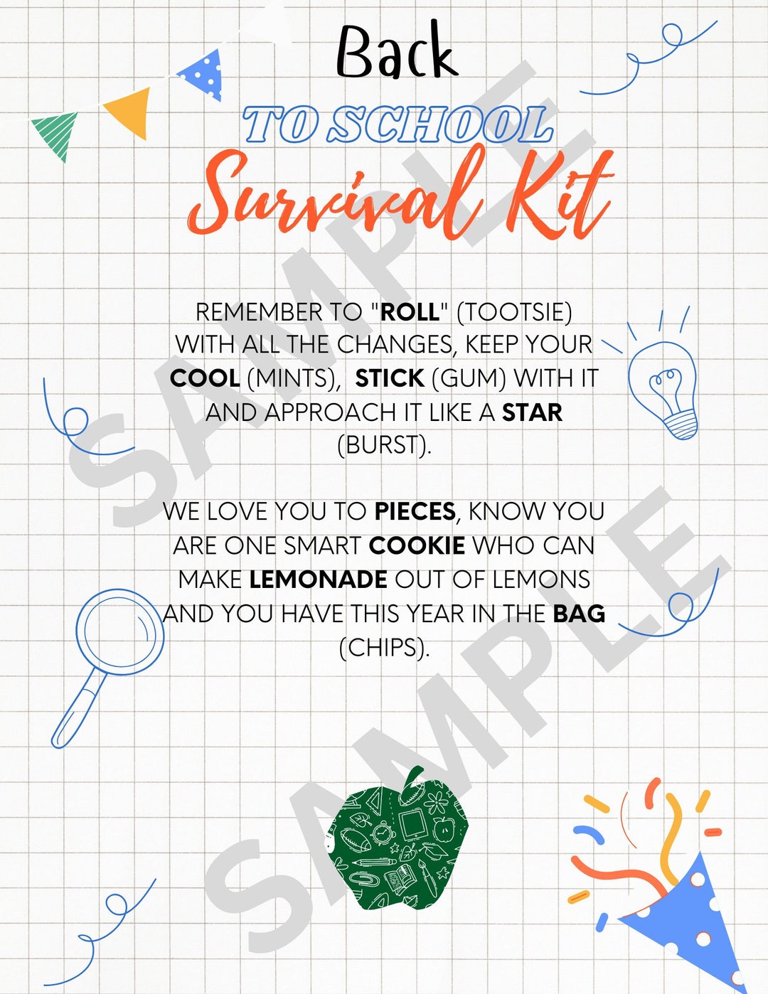Back to School Printables: Student and Teacher Survival Kit - Etsy