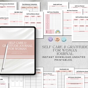 Self Care & Gratitude Journal for Women, Printable Self Care Journal, Gratitude Journal, Daily Reflection Journal, Women’s Wellness Journal