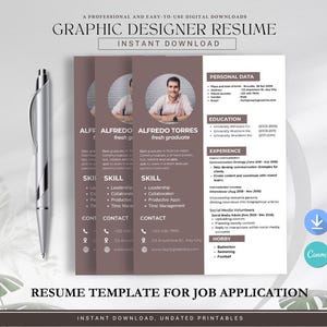 Gray and White Modern CV Resume Template | Canva Editable Curriculum Vitae | Professional Digital Download | Instant CV Template