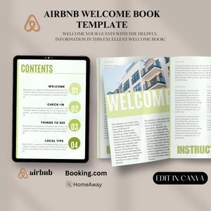 Green Airbnb Welcome Packet, Printable Guest Info Kit, Editable Host Binder, Nature Theme Welcome Book, Eco Airbnb Guide, Rental Packet