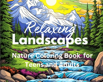 Relaxing Landscape Coloring Pages, Stress Relief Art Therapy (PDF)