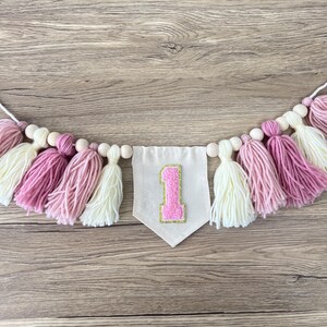 Custom 1st Birthday Highchair Banner, Personalized Yarn Tassel Garland, Cake Smash High Chair Banner, 1 Party Decor Gift