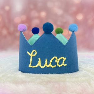 Hand Embroidered Name Crown for Kid's Birthdays, Personalized Gift, Keepsake for First Birthday Party and Special Occasions