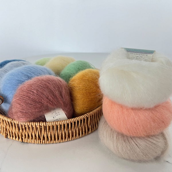 28 Colours Kid Mohair Silk yarn,Lace Yarn,Garnstudio Drops Design Knitting yarn, Yarn for knitting, Mohair Wool Yarn, Art Yarn