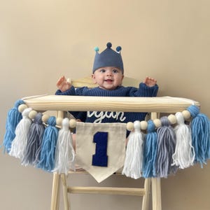 Custom 1st Birthday Highchair Banner, Personalized Yarn Tassel Garland, Cake Smash High Chair Banner, 1 Party Decor Gift
