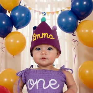 Hand Embroidered Name Crown for Kid's Birthdays, Personalized Gift, Keepsake for First Birthday Party and Special Occasions