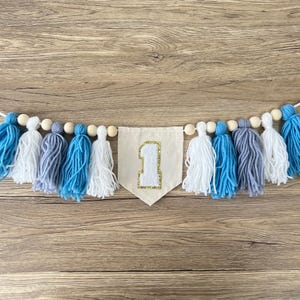 Custom 1st Birthday Highchair Banner, Personalized Yarn Tassel Garland, Cake Smash High Chair Banner, 1 Party Decor Gift