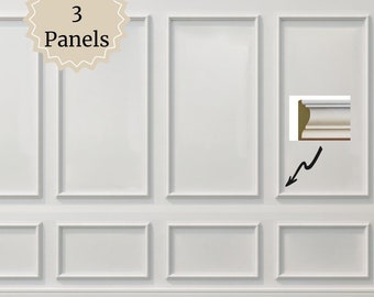 Wall Paneling Kit- Pre-Cut Wall Trim- Accent Wall Minimalist Decor- Wainscotting- Picture Frame Style Polyurethane Molding- 3 Panel