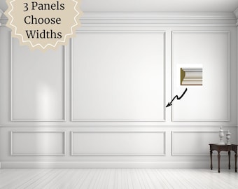 Wall Paneling Kit- Wall Trim- Accent Wall Molding- Paintable Wainscoting- Box Paneling- Bedroom Wall- Nursery Wall- 3 Panels Narrow and Wide