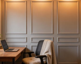 Pre-Cut Wall Trim Kit | Picture Frame Wainscoting | Home Office Accent Wall | Modern Wall Molding